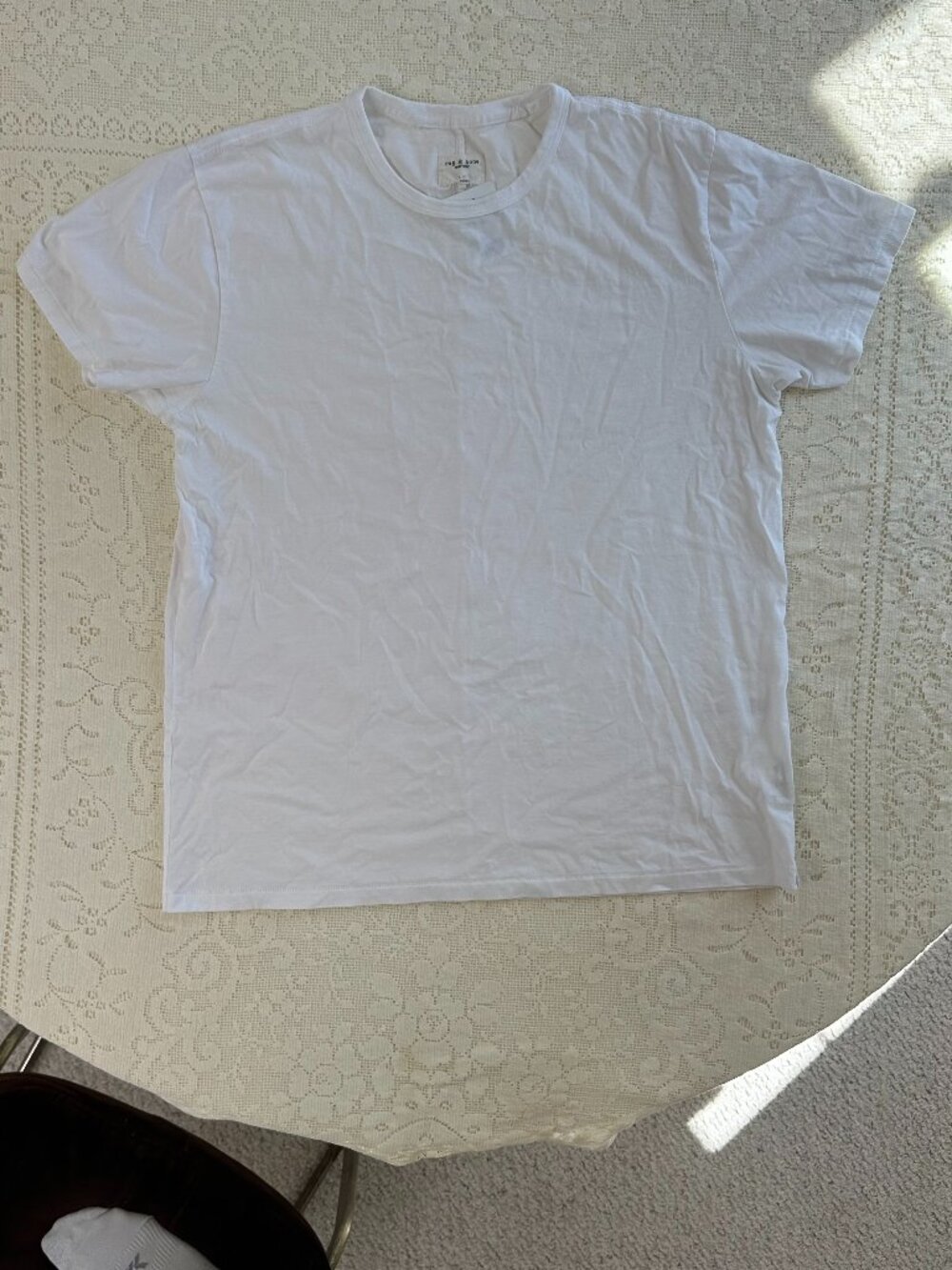 rag & bone White Slub Tee Basic Cotton T Shirt L